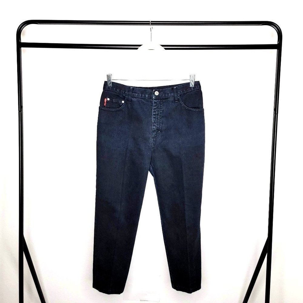 C'est Toi 80s Made in USA Black High Rise Tapered Leg Distressed Jeans Size 13